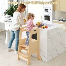 Load image into Gallery viewer, Toddler Kitchen Step Stool with Activity Chalkboard and Adjustable Height
