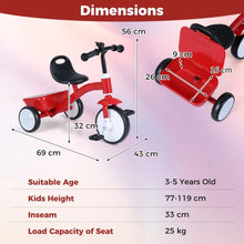 Load image into Gallery viewer, Toddler Tricycle Bike with Glowing Wheels and 4-Level Adjustable Seat
