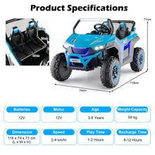 Load image into Gallery viewer, 12V Kids Ride on UTV 2-Seater Electric Car with Remote Control
