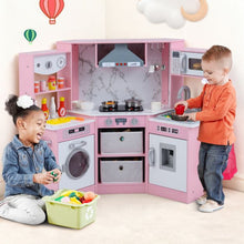 Load image into Gallery viewer, Wooden Kids Play Kitchen Corner with Lights and Water Circulation System
