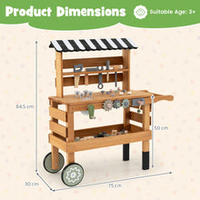 Load image into Gallery viewer, Wooden 2-in-1 Outdoor Kids Rolling Cart with Play Tools Set
