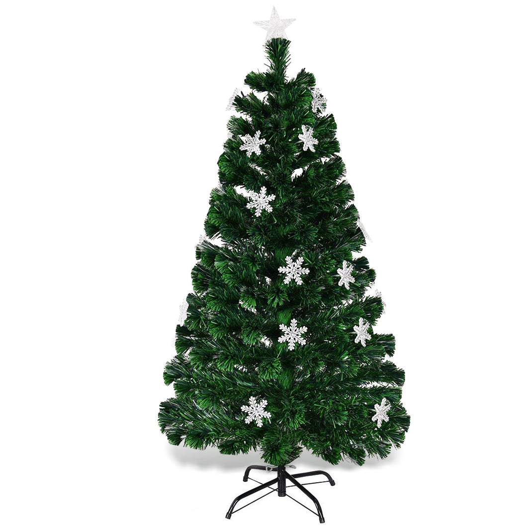 1.5m Beautiful Green Fiber Optic Christmas Tree W/Top Star & Snowflake