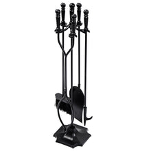 Load image into Gallery viewer, 5 Piece Fireplace Tool Set Iron Fireside Fire Companion Poker Tong Shovel Brush
