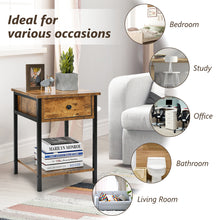 Load image into Gallery viewer, 2-Tier End Table Nightstand Industrial Coffee Snack Table W/ Drawer &amp; Open Shelf
