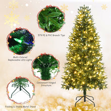 Load image into Gallery viewer, 6FT Artificial Christmas Tree 9 Flash Modes Pre-Lit Hinged Xmas Tree 350 LED
