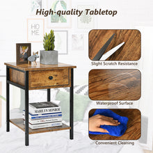 Load image into Gallery viewer, 2-Tier End Table Nightstand Industrial Coffee Snack Table W/ Drawer &amp; Open Shelf
