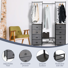 Load image into Gallery viewer, 8 Drawers Fabric Dresser Storage Clothes Rail
