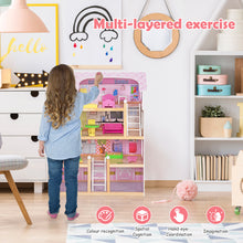 Load image into Gallery viewer, Wooden Kids 3 Storey Doll House With Furniture Accessories Mansion Playhouse Toy
