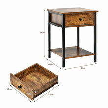 Load image into Gallery viewer, 2-Tier End Table Nightstand Industrial Coffee Snack Table W/ Drawer &amp; Open Shelf
