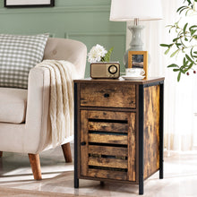 Load image into Gallery viewer, Sofa Side Table, Industrial Nightstand Bedside End Table with Storage Drawer, Metal Frame
