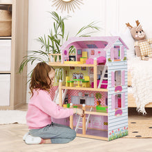 Load image into Gallery viewer, Wooden Kids 3 Storey Doll House With Furniture Accessories Mansion Playhouse Toy
