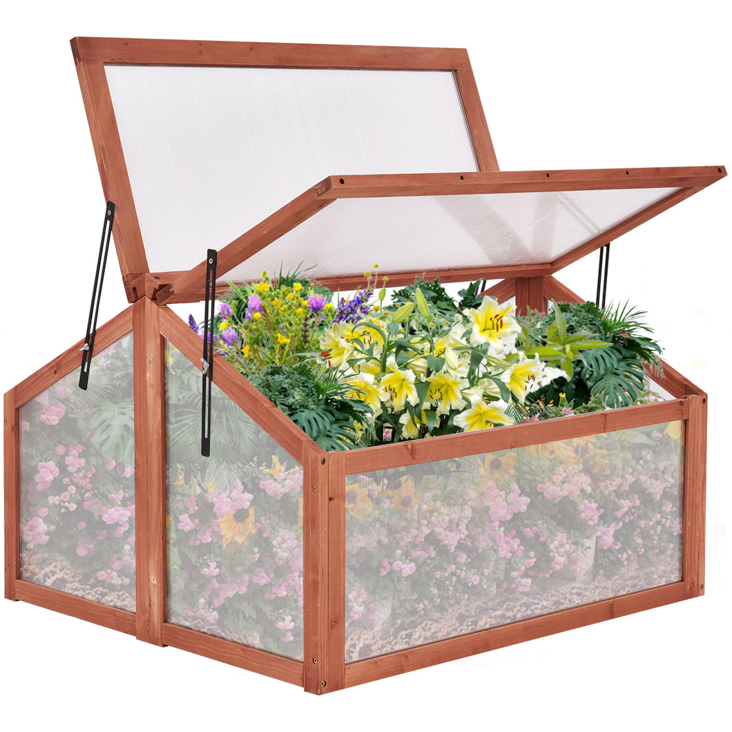 Wooden Greenhouse Garden Planter Box Growhouse Portable Cold Frame Transparent