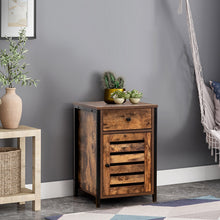 Load image into Gallery viewer, Sofa Side Table, Industrial Nightstand Bedside End Table with Storage Drawer, Metal Frame
