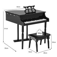 Load image into Gallery viewer, 30-Key Kids Wooden Keyboard Mini Grand Piano with Stool Musical Instrument Toy

