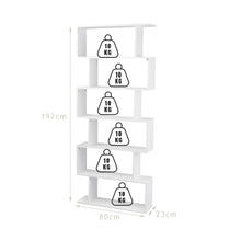 Load image into Gallery viewer, 6-tier Bookcase Industrial S-Shaped Bookshelf Wooden Storage Display Shelf Home
