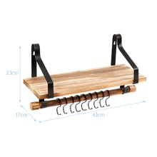 Load image into Gallery viewer, Wall-Mounted Floating Shelves Wood Storage Display Rack Hanging Shelf w/ Hooks
