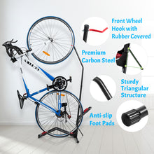 Load image into Gallery viewer, Bike Rack Floor Stand for Vertical and Horizontal Carbon Steel Space Saving Bike Rack Stand
