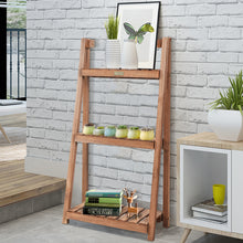 Load image into Gallery viewer, 3 Tier Wooden Plant Stand Folding Flower Shelf Display Ladder Free Standing
