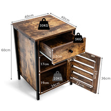 Load image into Gallery viewer, Sofa Side Table, Industrial Nightstand Bedside End Table with Storage Drawer, Metal Frame
