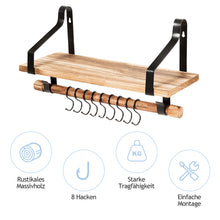 Load image into Gallery viewer, Wall-Mounted Floating Shelves Wood Storage Display Rack Hanging Shelf w/ Hooks
