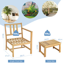 Load image into Gallery viewer, 3 in 1 Wooden Companion Set Garden Bench Table &amp; Chair Patio Love Seat W/Cushion
