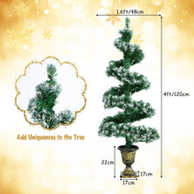 Load image into Gallery viewer, 4FT Artificial Christmas Tree Snowy Pre-Lit Spiral Topiary Xmas Tree W/LED Light
