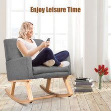 Load image into Gallery viewer, Relax Rocking Chair Fabric Upholstered Single Sofa Armchair w/Solid Wood Legs
