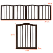 Load image into Gallery viewer, 4 Panels Folding Pet Dog Gate Fence Child Safety Barrier Freestanding Pine Wood
