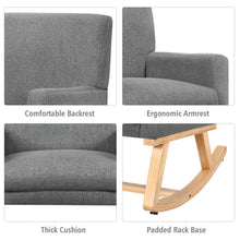 Load image into Gallery viewer, Relax Rocking Chair Fabric Upholstered Single Sofa Armchair w/Solid Wood Legs
