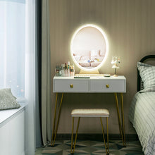 Load image into Gallery viewer, Vanity Dressing Table Set Makeup Desk Stool LED Light Storage Drawers Mirror
