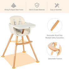 Load image into Gallery viewer, Wooden Baby Highchair Infant Child Feeding Seat Detachable Comfortable Cushion
