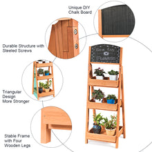 Load image into Gallery viewer, 3 Tier Wooden Flower Rack Garden Chalkboard Plant Pot Stand Storage DisplayShelf
