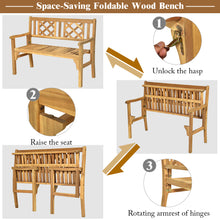 Load image into Gallery viewer, Foldable Garden Acacia Wooden Bench Chair 2 Seater Outdoor Furniture Seating

