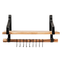 Load image into Gallery viewer, Wall-Mounted Floating Shelves Wood Storage Display Rack Hanging Shelf w/ Hooks
