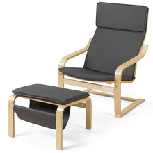 Load image into Gallery viewer, Wooden Lounge Chair with Ottoman Ergonomic Modern Accent Armchair
