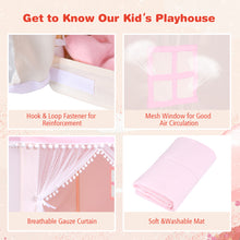 Load image into Gallery viewer, Kids Play Tent Wood Frame Large Playhouse Castle Fairy Tents With Mat Pink
