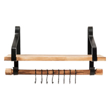 Load image into Gallery viewer, Wall-Mounted Floating Shelves Wood Storage Display Rack Hanging Shelf w/ Hooks
