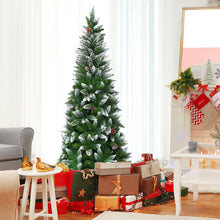 Load image into Gallery viewer, 6FT Snow Flocked Pencil Christmas Tree Artificial Xmas Tree Home Decoration
