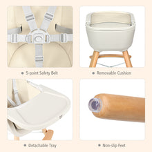 Load image into Gallery viewer, Wooden Baby Highchair Infant Child Feeding Seat Detachable Comfortable Cushion
