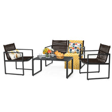 Load image into Gallery viewer, 4 Pieces Patio Furniture Set Outdoor Conversation Sofa Set with Coffee Table Loveseat and 2 Single Sofas
