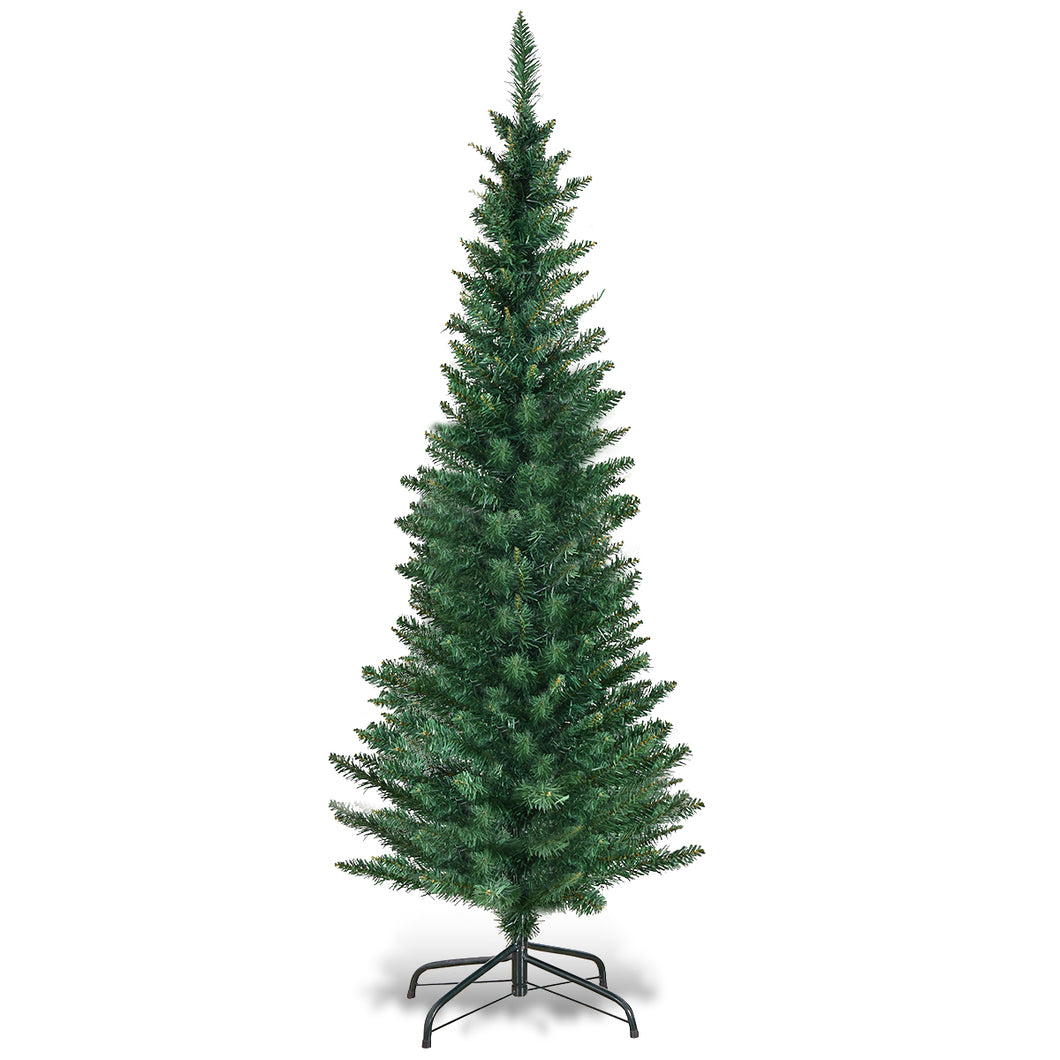 5 FT Artificial Slim Pencil Christmas Tree with Metal Stand Decorative Xmas Tree