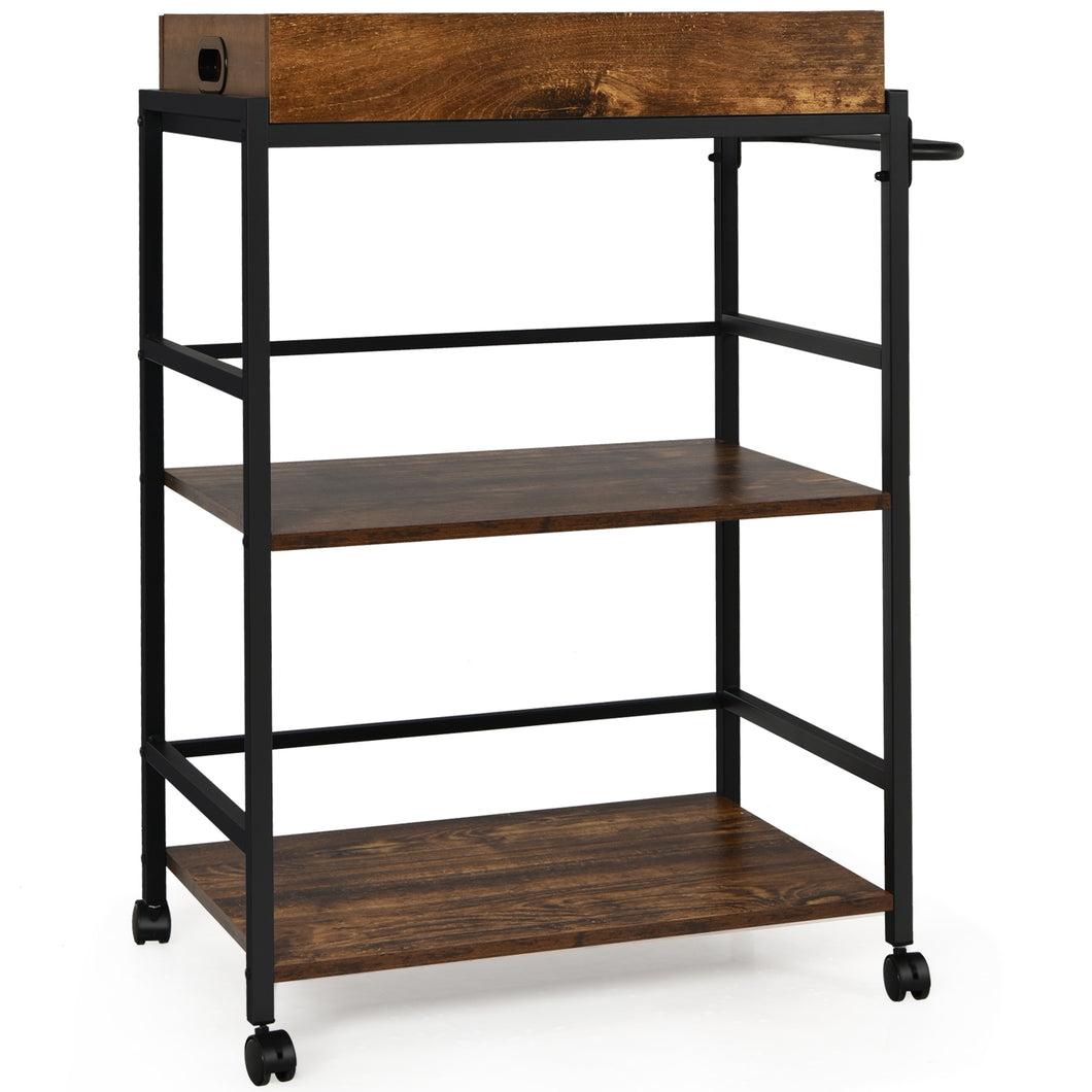 3-Tier Kitchen Serving Cart Industrial Utility Rolling Trolley Storage Shelf Pub