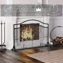 Load image into Gallery viewer, Fire Guard, Decorative Spark Flame Barrier with Metal Mesh and Stable Stand, Iron Fireplace
