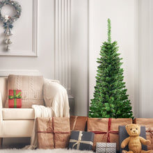Load image into Gallery viewer, 4.5 FT Artificial Pencil Christmas Tree LED Pre-Lit Xmas Tree Holiday Decoration
