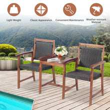 Load image into Gallery viewer, Garden Acacia Wood Companion Bench 3-Piece Patio Hardwood Loveseat Chair with Coffee Table
