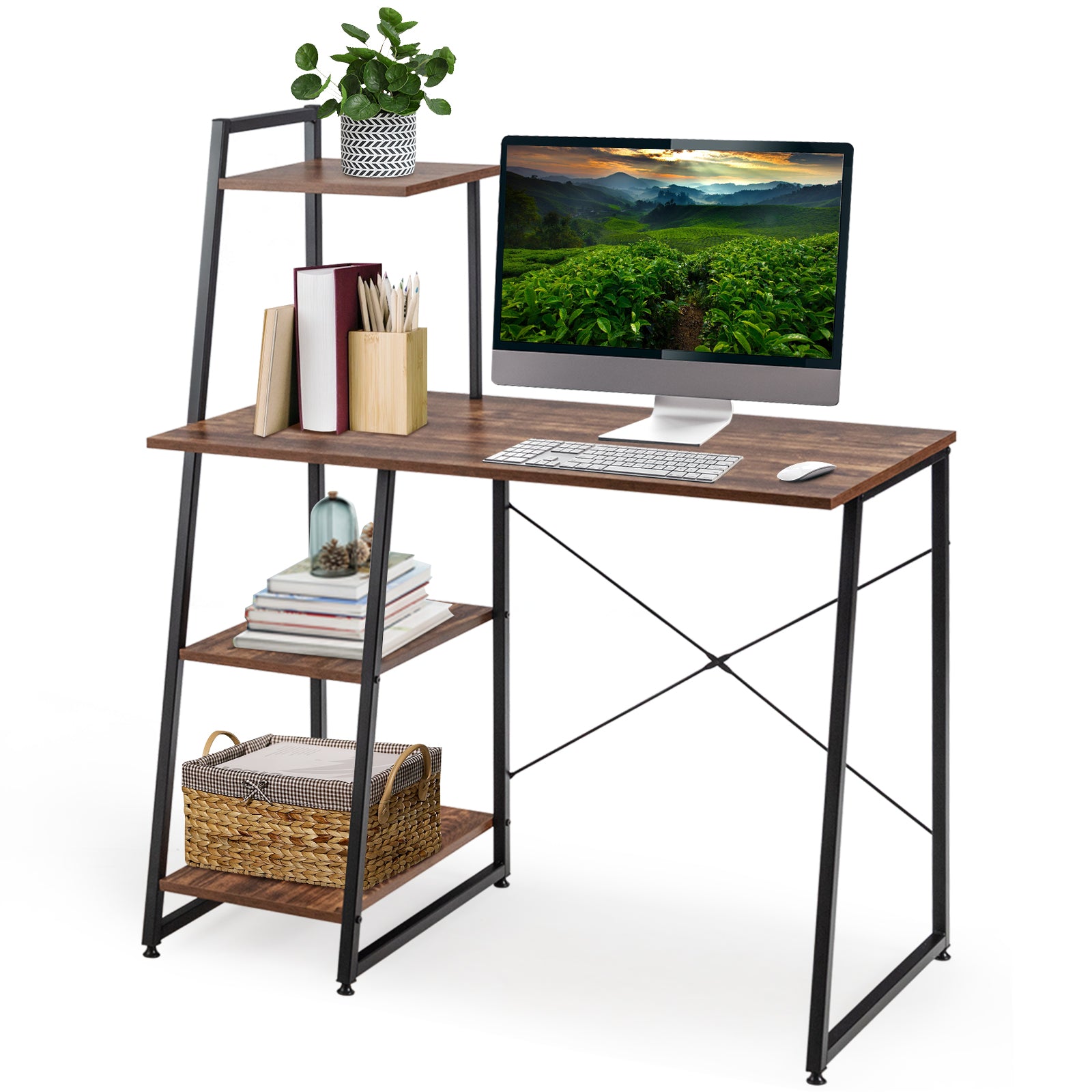 X-Shape Computer Desk Adjustable Ergonomic Workstation Home Office Wri ...