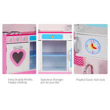 Load image into Gallery viewer, Large Wooden Kids Role Play Kitchen Set Cooking Toys Girls Boys Play Set Pink
