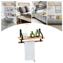 Load image into Gallery viewer, Wall-Mounted Floating Shelves Wood Storage Display Rack Hanging Shelf w/ Hooks
