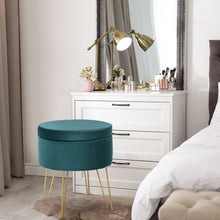Load image into Gallery viewer, Round Velvet Storage Footstool Ottoman Makeup Dressing Vanity Chair Seat Stool
