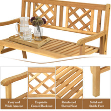 Load image into Gallery viewer, Foldable Garden Acacia Wooden Bench Chair 2 Seater Outdoor Furniture Seating
